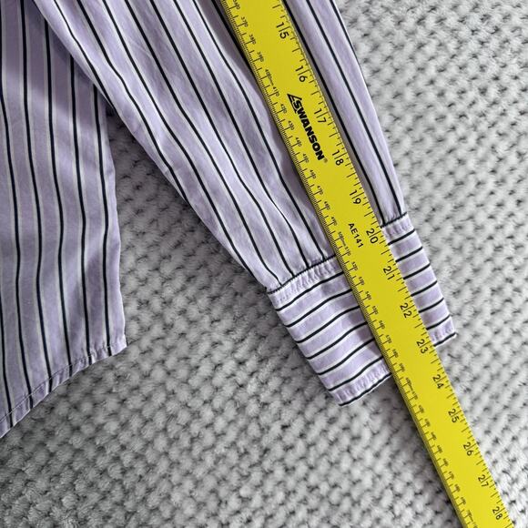 J Crew Top Women 2 Lavender Striped Cotton Garcon Classic Fit Button Front Shirt - Picture 11 of 12
